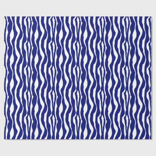 Zebra-Streifen - Dunkles Kobalt Blau und Weiß Geschenkpapier (Flach)