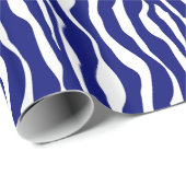 Zebra-Streifen - Dunkles Kobalt Blau und Weiß Geschenkpapier (Rolleneckpunkt)