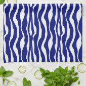 Zebra-Streifen - Dunkles Kobalt Blau und Weiß Handtuch (Gefaltet)