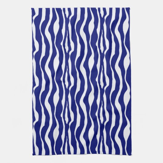 Zebra-Streifen - Dunkles Kobalt Blau und Weiß Handtuch (Vertikal)