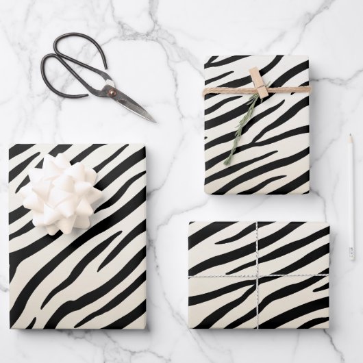 Zebra Streifen Exotic Animal Print Geschenkpapier Set (Vorderseite)