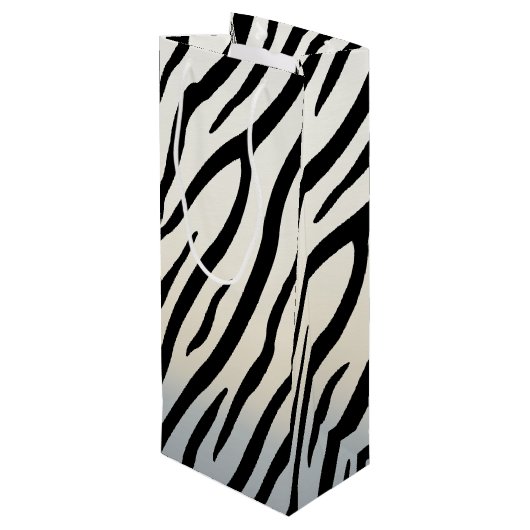Zebra Streifen Exotic Animal Print Geschenktüte Für Weinflaschen (Rückseite Schrägansicht)