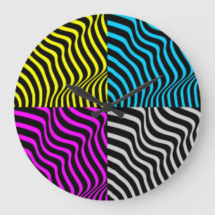 Zebra Streifen - Geometrisches Muster Abstrakt Art Große Wanduhr