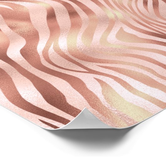 Zebra Streifen Hellrosa Bronze Poster (Ecke)