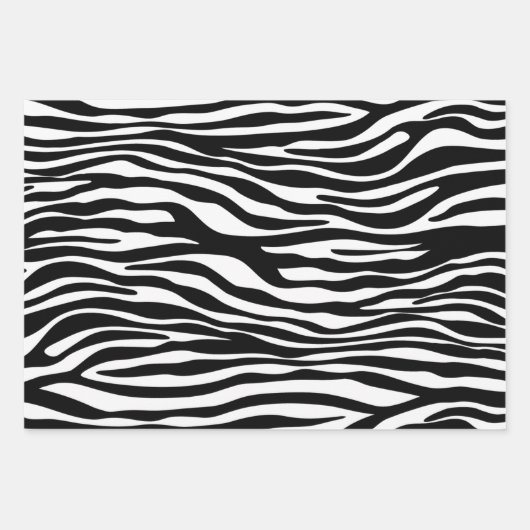 Zebra Streifen in Rosa, Schwarz und Blau Geschenkpapier Set (Vorderseite 3)