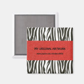 Zebra Streifen in Schwarz und Weiß mit rotem Strei Magnet (Vorderseite/Rückseite)