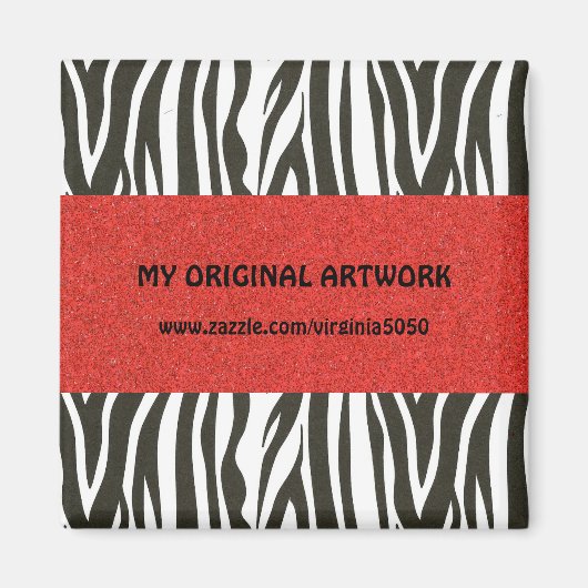 Zebra Streifen in Schwarz und Weiß mit rotem Strei Magnet (Vorne)