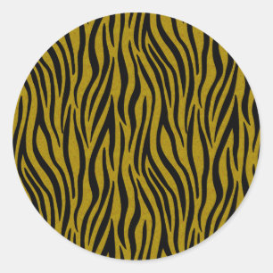 Zebra-Streifen in Schwarz-Zinnamon-Fur-Effekt Runder Aufkleber