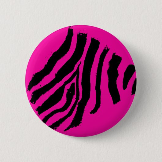Zebra-Streifen-Knopf (magentarotes Rockstar) Button (Vorderseite)