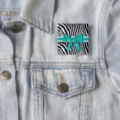 Zebra Streifen mit blauer Schleife und Bogenmuster Button (Beispiel)