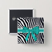 Zebra Streifen mit blauer Schleife und Bogenmuster Button (Vorne & Hinten)