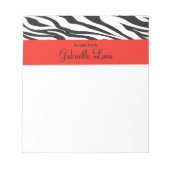 Zebra Streifen mit Personalisiertem roten Notepad Notizblock (Vorderseite)
