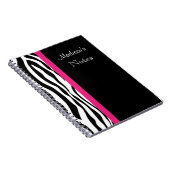 Zebra-Streifen mit rosa personalisiertem Notizbuch Notizblock (Rechte Seite)