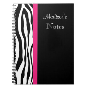 Zebra-Streifen mit rosa personalisiertem Notizbuch Notizblock