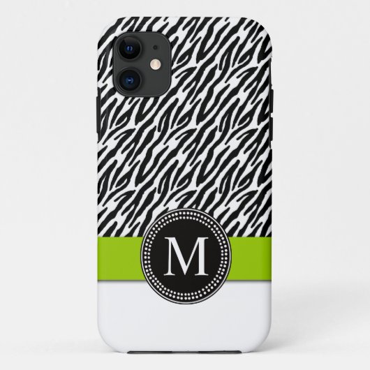 Zebra-Streifen-Monogramm-Grün iPhone 5 Fall Case-Mate iPhone Hülle (Rückseite)