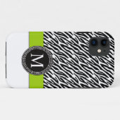 Zebra-Streifen-Monogramm-Grün iPhone 5 Fall Case-Mate iPhone Hülle (Rückseite (Horizontal))