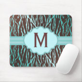 Zebra Streifen Monogramm Mousepad (Mit Mouse)