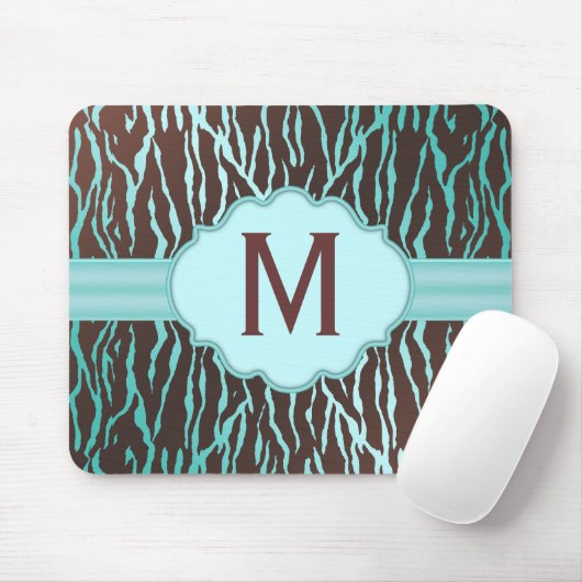 Zebra Streifen Monogramm Mousepad (Mit Mouse)