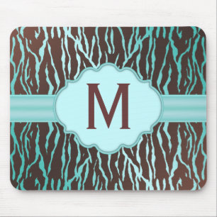 Zebra Streifen Monogramm Mousepad