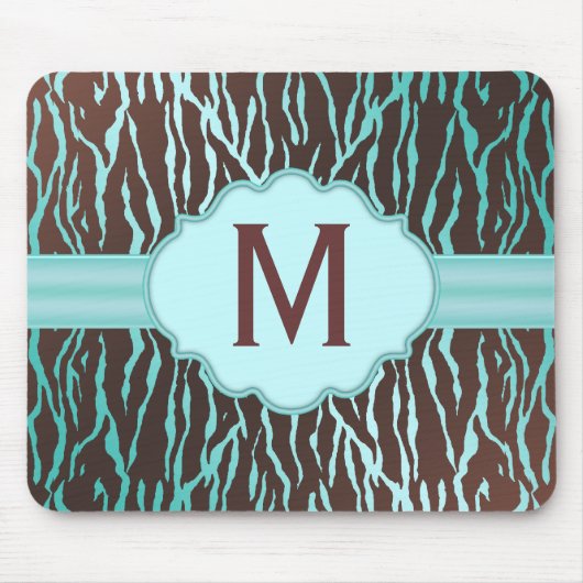 Zebra Streifen Monogramm Mousepad (Vorne)