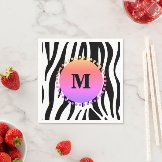 Zebra-Streifen-Monogramm Serviette (Beispiel)