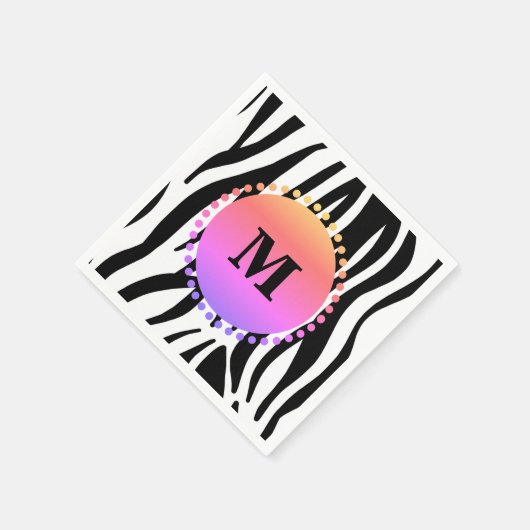 Zebra-Streifen-Monogramm Serviette (Ecke)