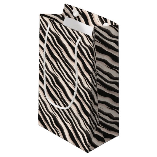 Zebra Streifen nahtlose Textur + Ihre Ideen Kleine Geschenktüte (Vorderseite Schrägansicht)