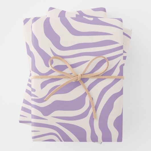 Zebra Streifen Preppy Lila Wild Animal Print Geschenkpapier Set (Beispiel)