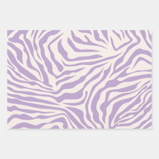 Zebra Streifen Preppy Lila Wild Animal Print Geschenkpapier Set (Vorderseite)