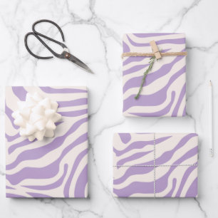 Zebra Streifen Preppy Lila Wild Animal Print Geschenkpapier Set