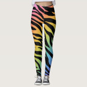 Zebra-Streifen-Regenbogen-Steigungs-Druck auf Leggings (Vorderseite)