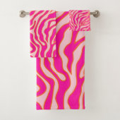 Zebra Streifen Rosa Orange Wild Animal Print Badhandtuch Set (Insitu)