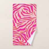 Zebra Streifen Rosa Orange Wild Animal Print Badhandtuch Set (Handtuch)