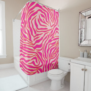 Zebra Streifen Rosa Orange Wild Animal Print Duschvorhang