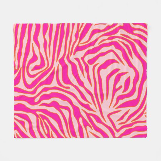 Zebra Streifen Rosa Orange Wild Animal Print Fleecedecke (Vorderseite (Horizontal))