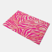 Zebra Streifen Rosa Orange Wild Animal Print Fußmatte (Schrägansicht)