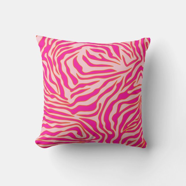Zebra Streifen Rosa Orange Wild Animal Print Kissen (Vorderseite)