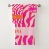 Zebra Streifen Rosa Orange Wild Animal Print - Nam Badhandtuch Set (Insitu)