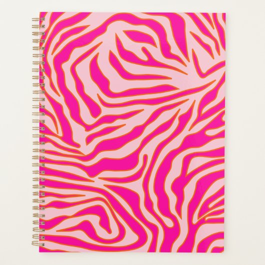 Zebra Streifen Rosa Orange Wild Animal Print Planer (Vorderseite)