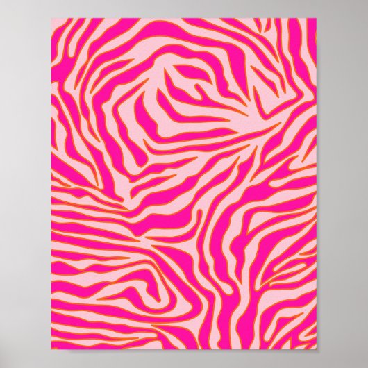 Zebra Streifen Rosa Orange Wild Animal Print Poster (Vorne)