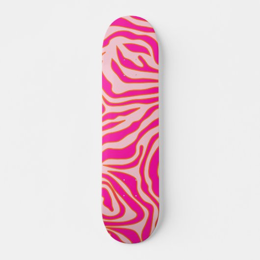 Zebra Streifen Rosa Orange Wild Animal Print Skateboard (Vorne)