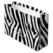 Zebra Streifen Schwarz/Weiß | Bold Safari Große Geschenktüte (Rückseite Schrägansicht)
