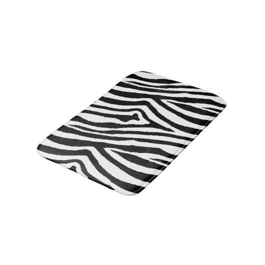 Zebra Streifen Schwarz/Weiß | Safari Animal Print Badematte (Schrägansicht)