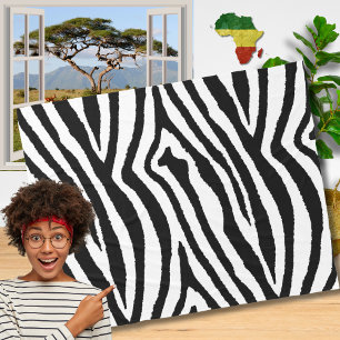Zebra Streifen Schwarz/Weiß   Safari Animal Print Fleecedecke