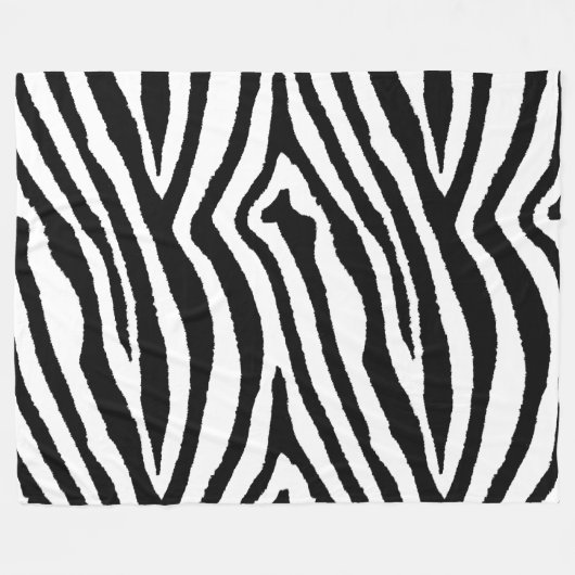 Zebra Streifen Schwarz/Weiß | Safari Animal Print Fleecedecke (Vorderseite (Horizontal))
