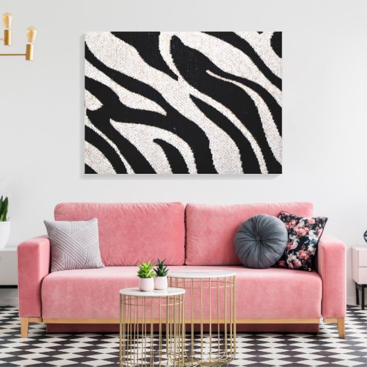 Zebra Streifen Schwarz/Weiß überzogene Canvas Leinwanddruck (Insitu (Wohnzimmer))
