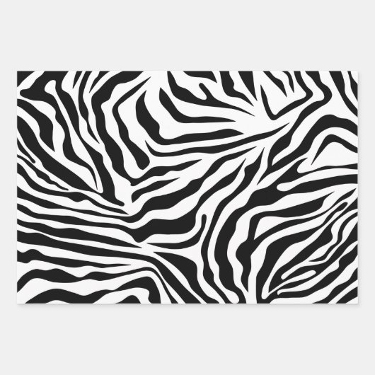 Zebra Streifen Schwarz-Weiß-Wildtierdruck Geschenkpapier Set (Vorderseite 3)