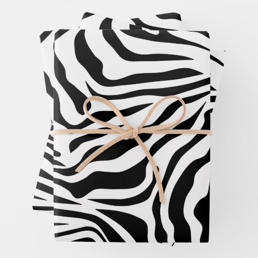 Zebra Streifen Schwarz-Weiß-Wildtierdruck Geschenkpapier Set (Beispiel)