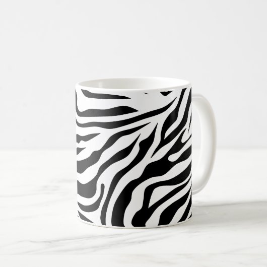 Zebra Streifen Schwarz-Weiß-Wildtierdruck Kaffeetasse (VorderseiteRechts)