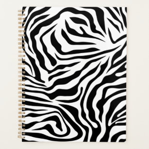 Zebra Streifen Schwarz-Weiß-Wildtierdruck Planer